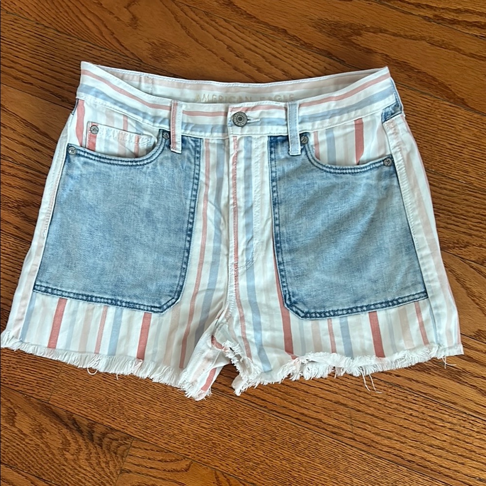 American Eagle Outfitters Blue and White Jean Shorts
